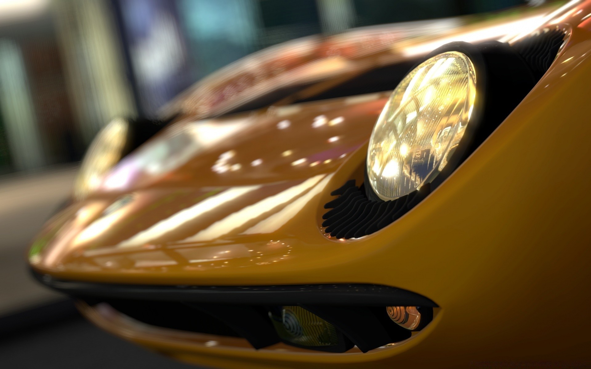 gran turismo luxuriös gold glänzt essen auto reflexion