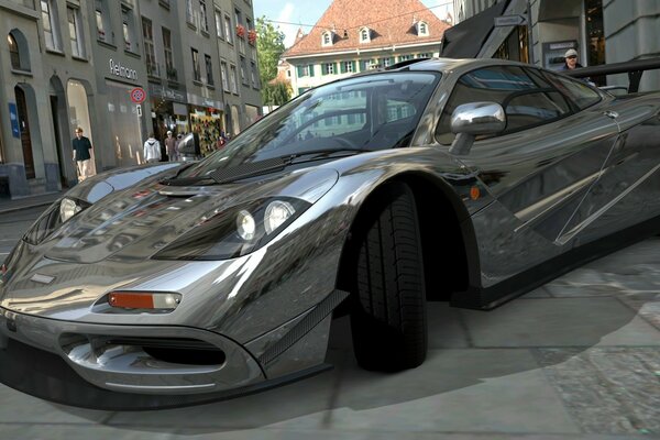 3d model of a gray sports car