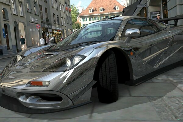 Modèle 3D de voiture de sport grise