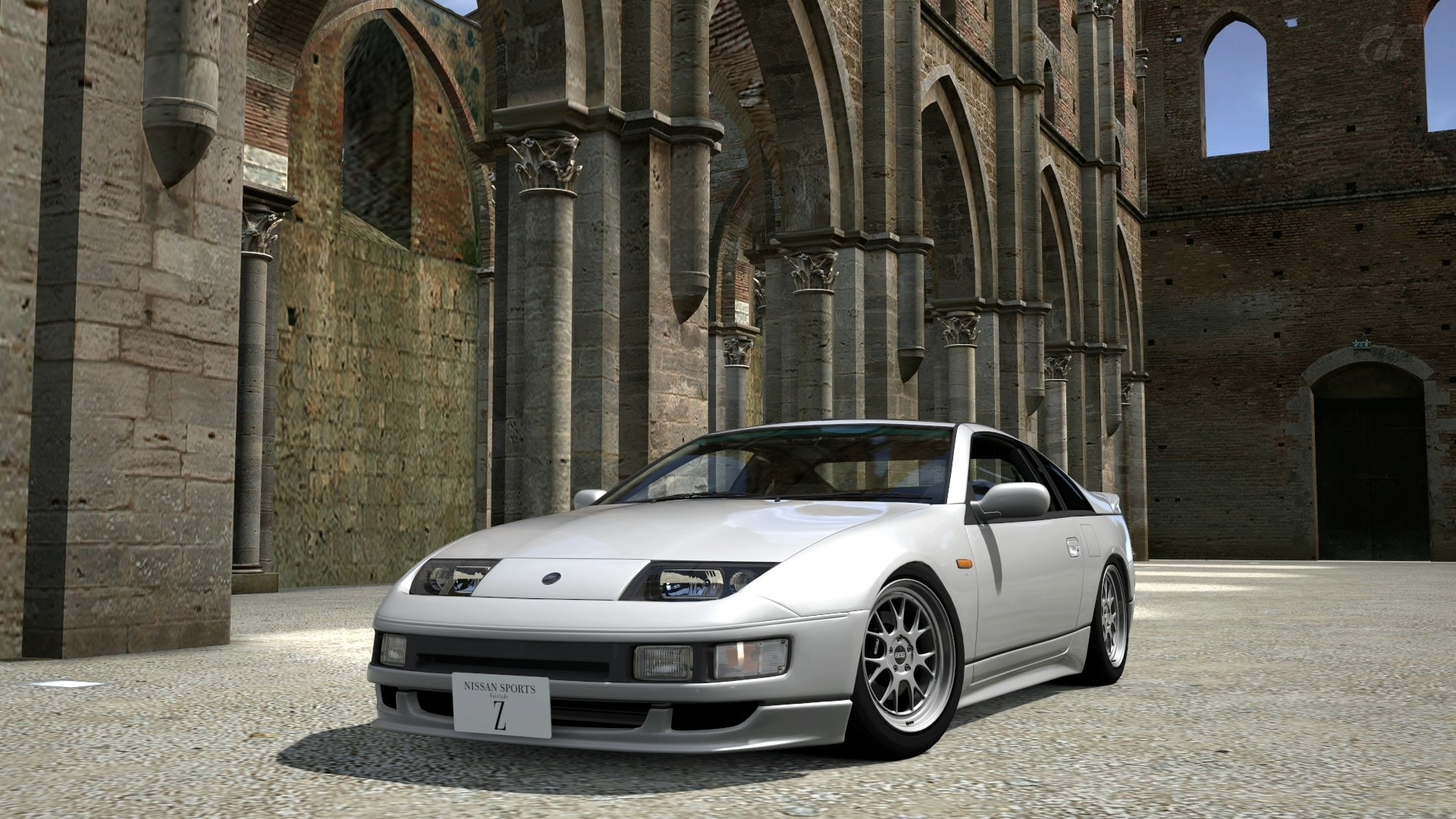 gran turismo car architecture church travel city street pavement cathedral building