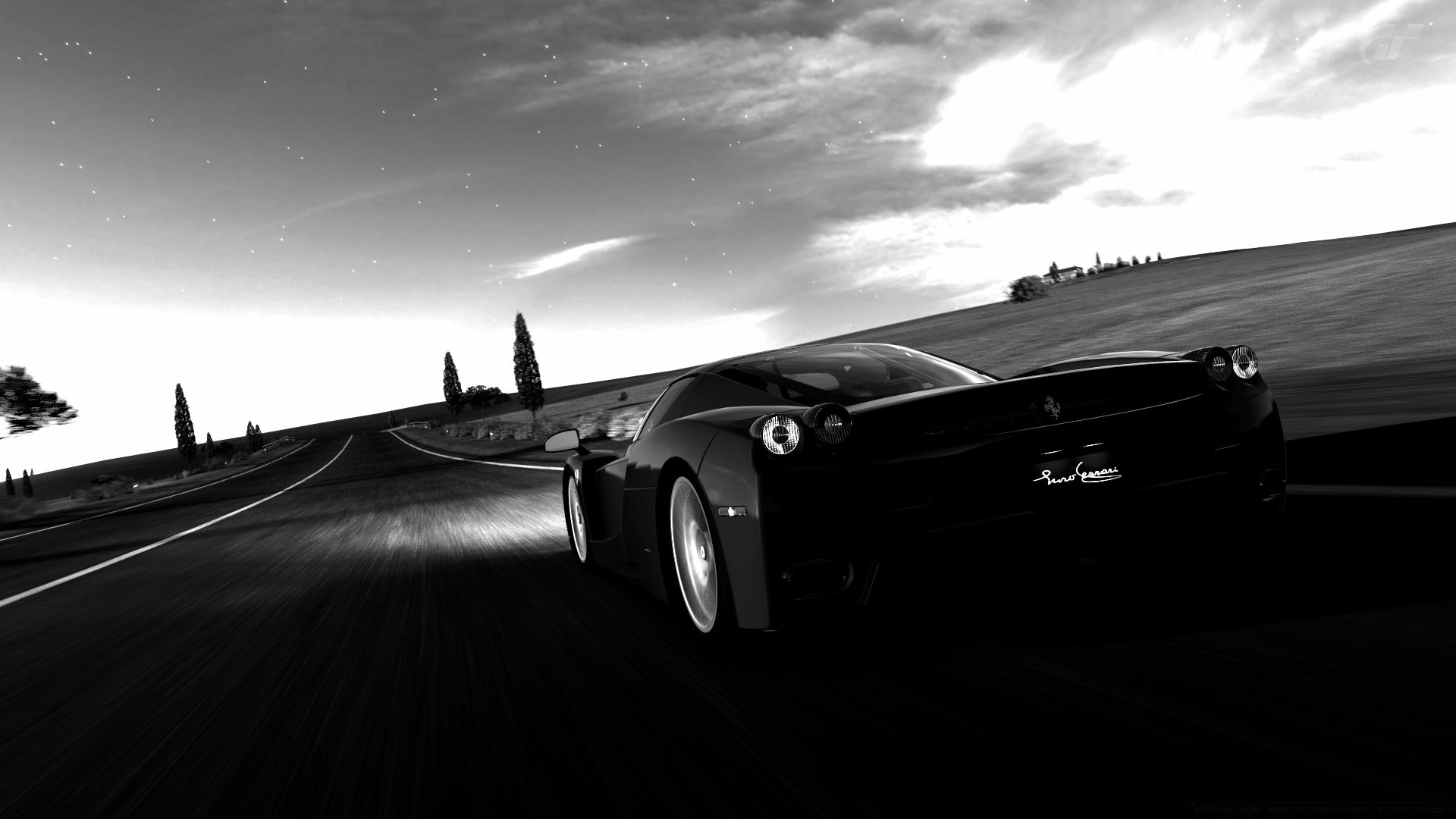 gran turismo auto auto sistema di trasporto monocromatico tramonto azione corsa