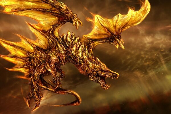 The golden-winged fire-breathing dragon is furious