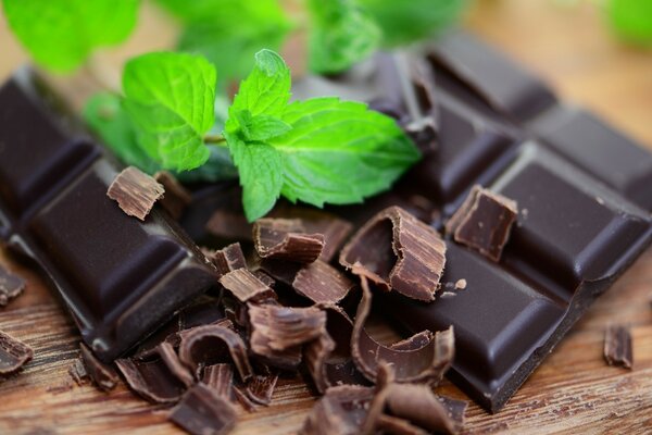 Dark chocolate and mint