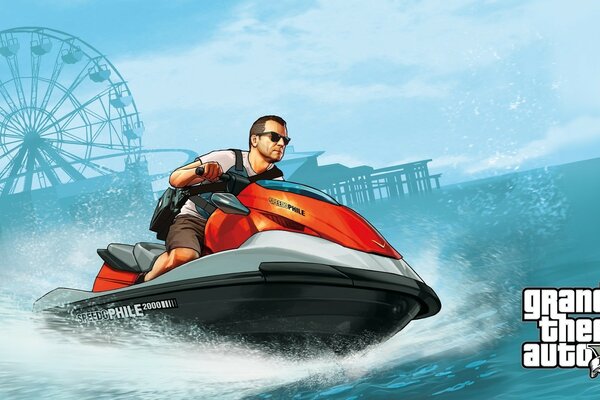 Homme cool sur un jet ski