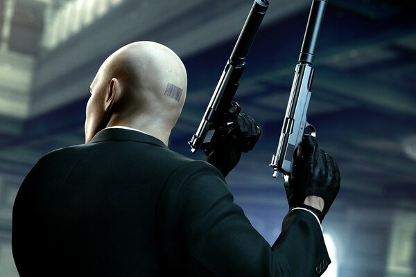 Hitman with two pistols with silencers