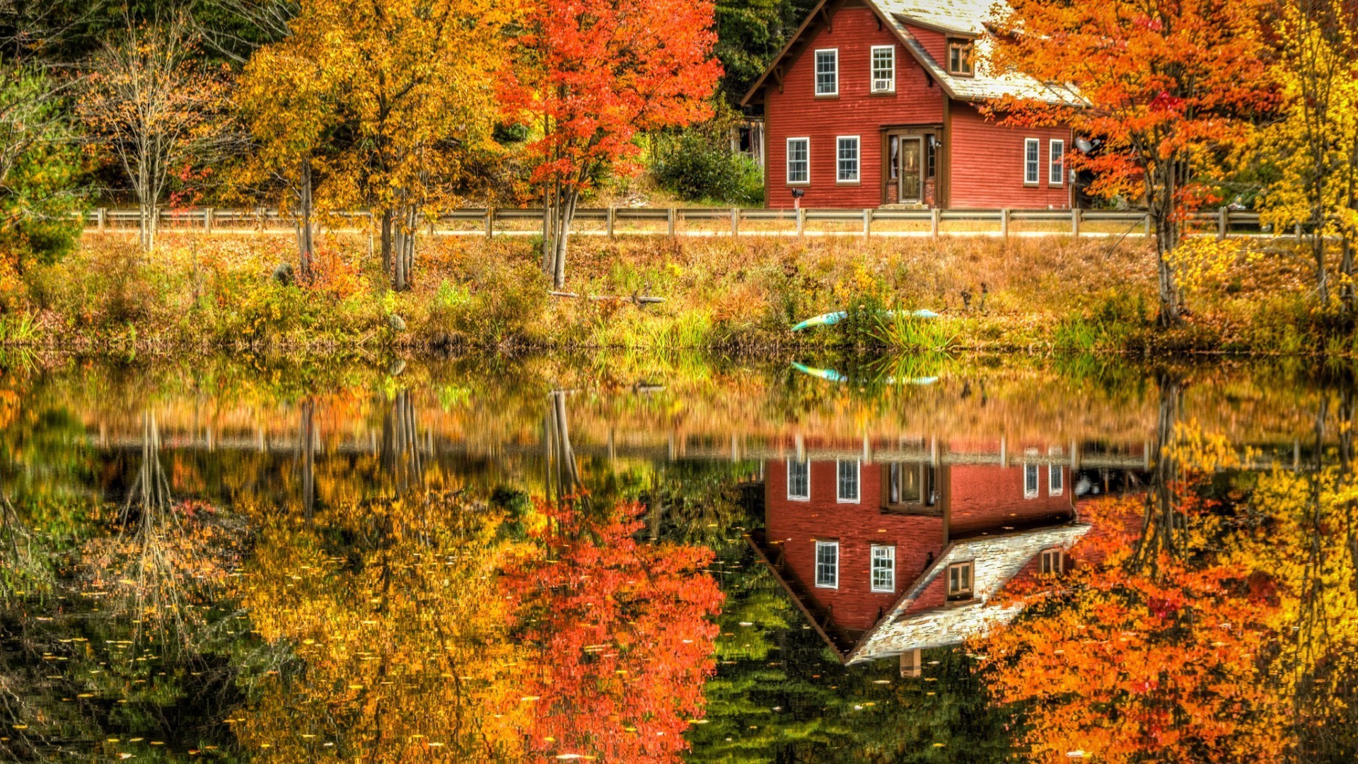 houses and cottages fall tree house leaf outdoors wood nature season landscape maple color lake