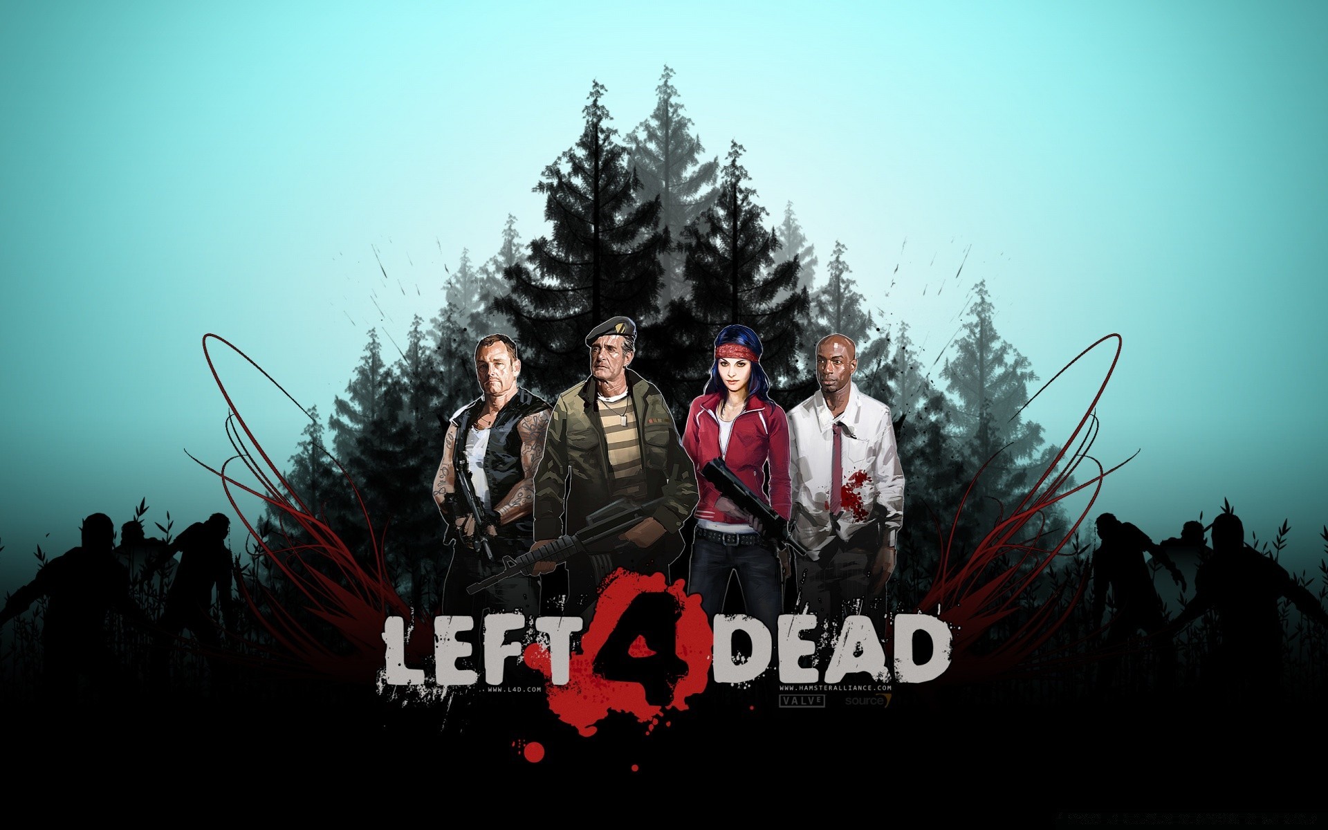 left 4 dead winter outdoors snow man woman