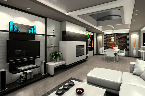 Modern interior design in the living room