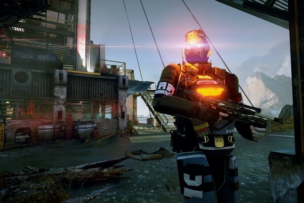 The man with glowing eyes from the game Killzone