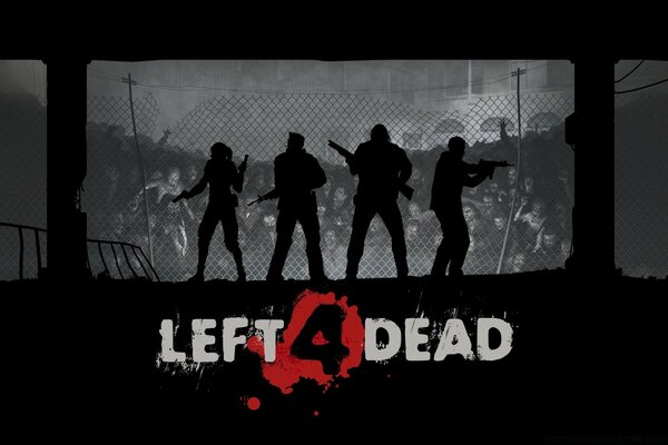 Four silhouettes against a zombie background