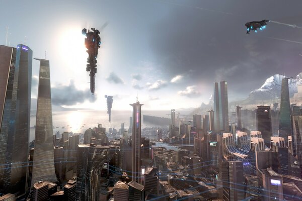 Frame dal gioco killzone Città del futuro