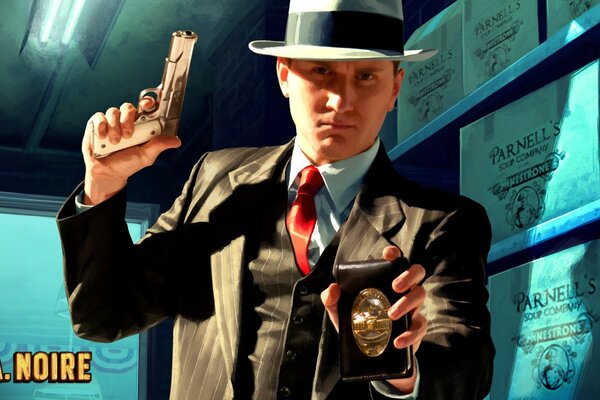 L. a. noire Detective stellt das Abzeichen vor