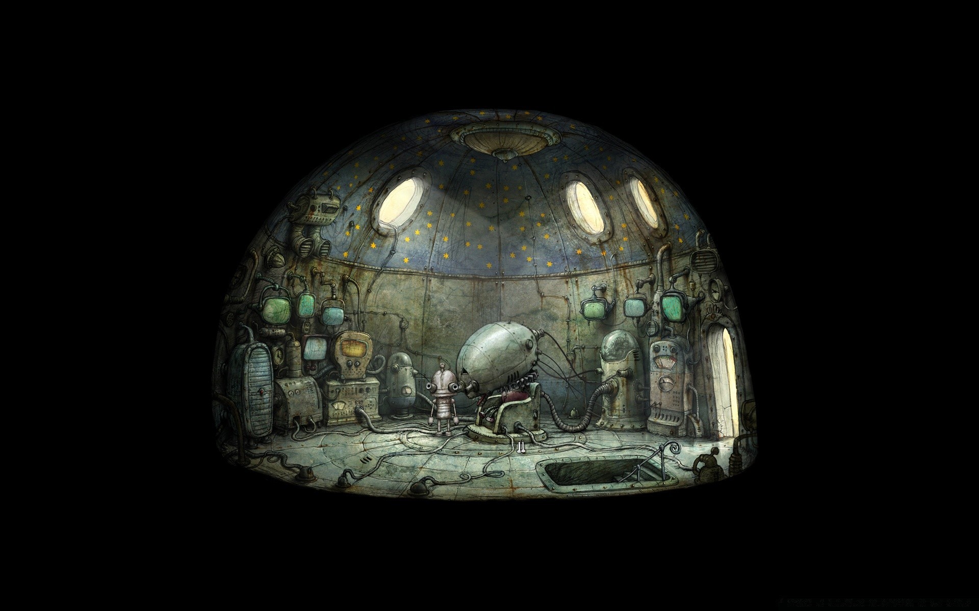 machinarium desktop wissenschaft licht kugelförmig planeten design