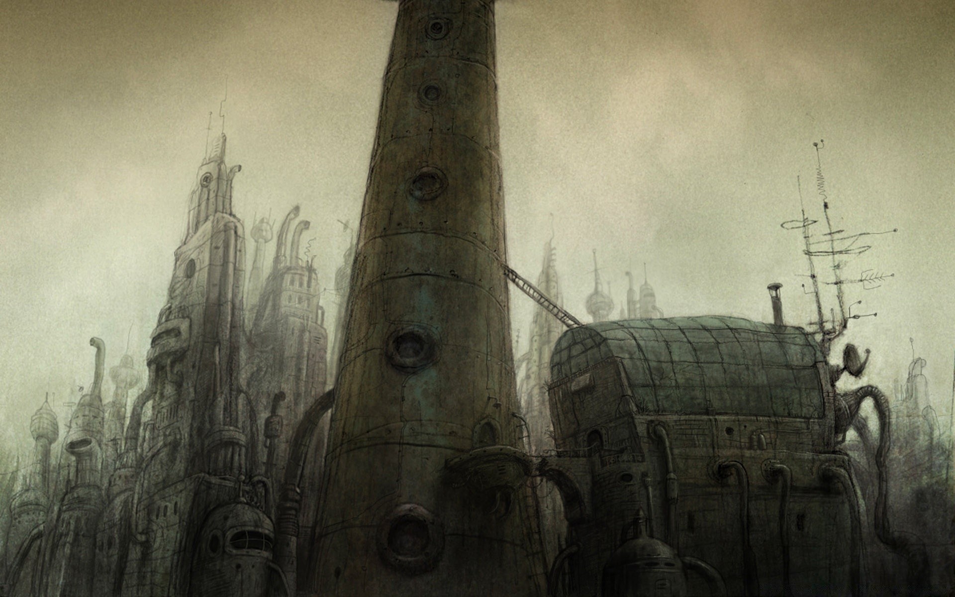 machinarium kunst alt vintage sepia retro