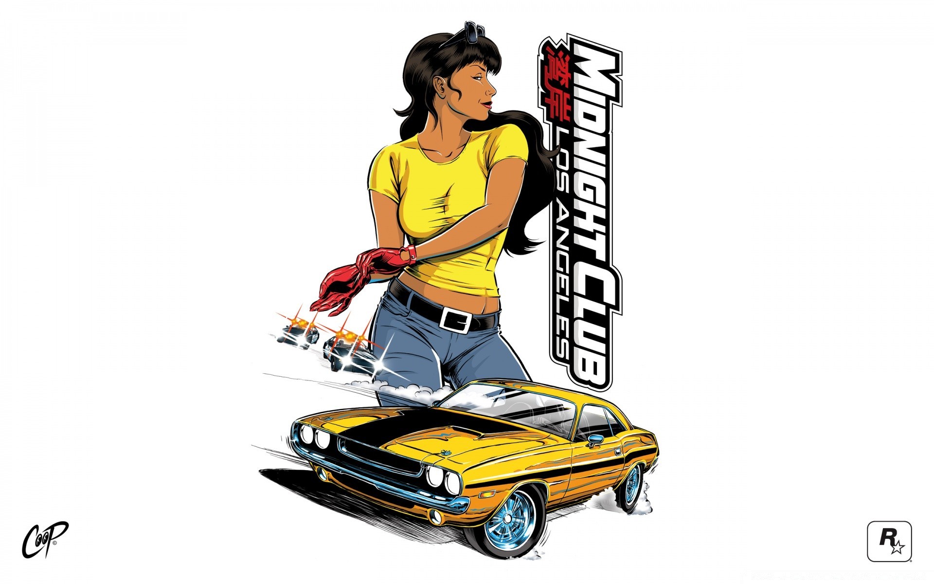 midnight club isolated woman desktop adult