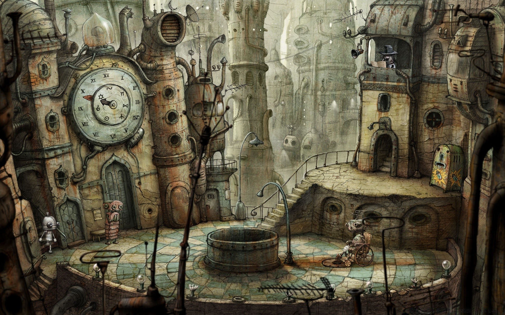 machinarium velho arte antiguidade relógios antigos religião pintura parede retro tempo vintage igreja