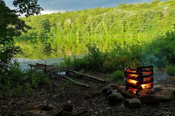 Recreación al aire libre junto al lago