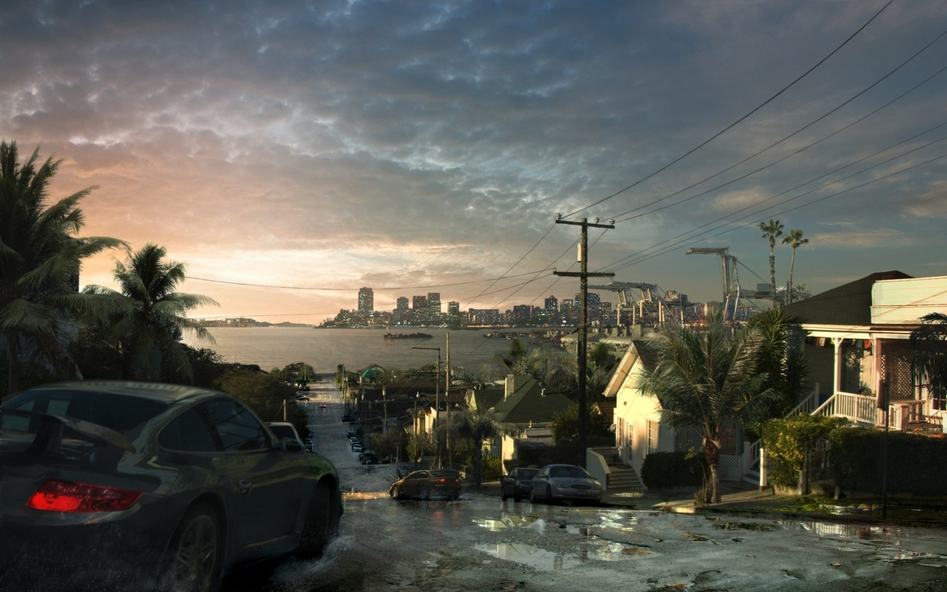 need for speed vehicle storm travel calamity building house sunset city transportation system tree outdoors architecture home road hurricane water town beach evening