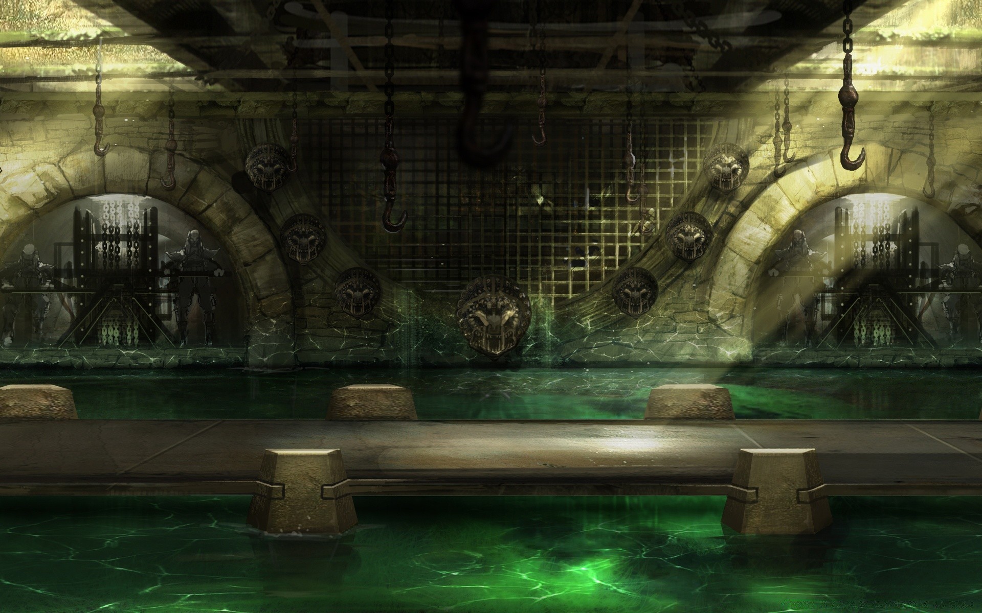 mortal kombat light travel water pool architecture art building indoors old