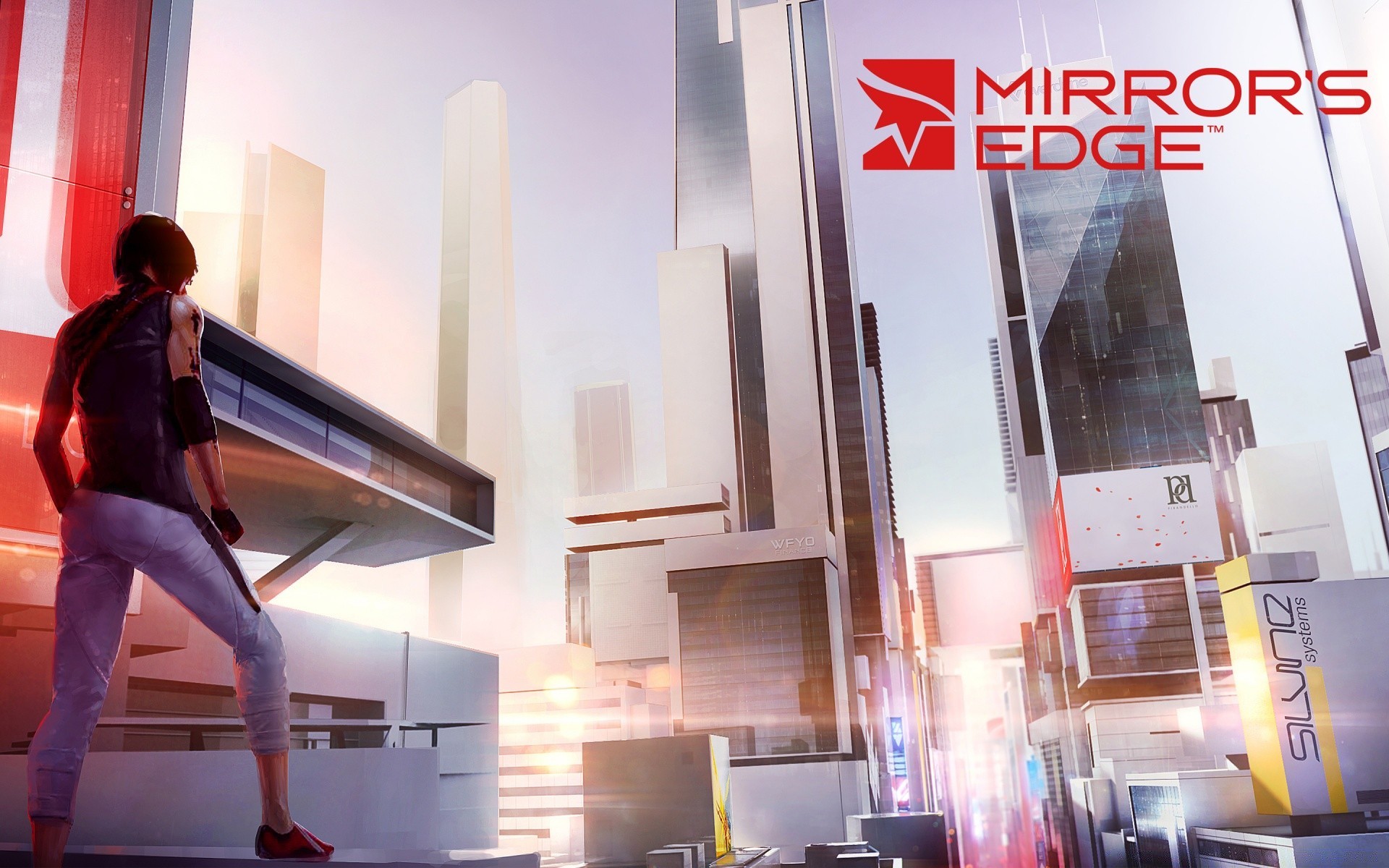 mirror s edge indoors business woman contemporary architecture window furniture room