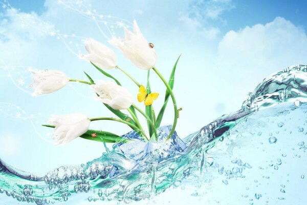 Computergrafik Tulpen im Wasser