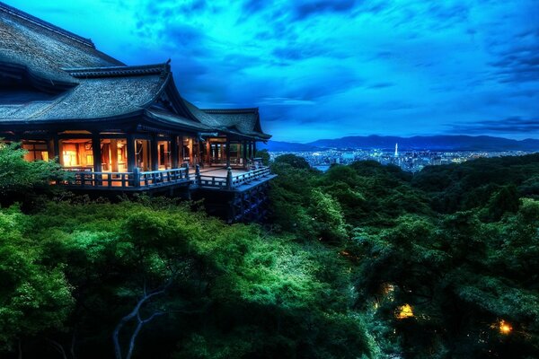 A lonely house in the evening nature