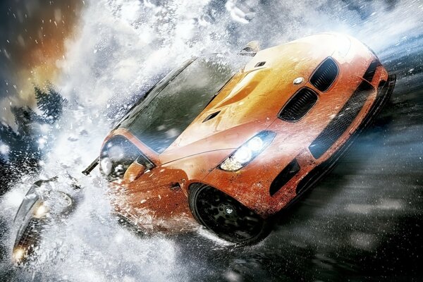 Voiture de course orange