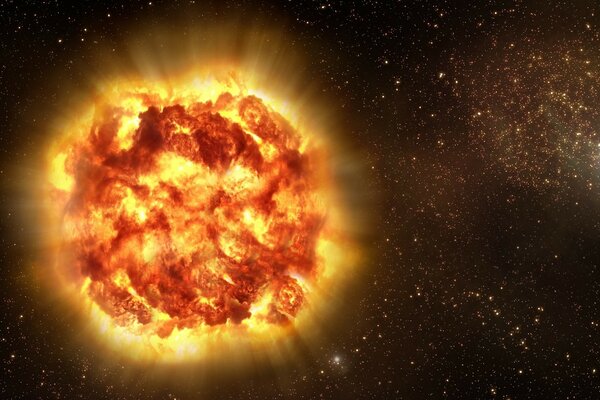 The explosion of a planet in space