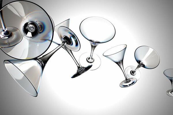 Contrasting pattern of martini glasses