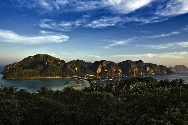 Panorama de las lejanas islas calientes