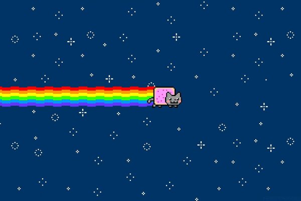 Ilustração de Nyan Cat no espaço para a área de trabalho