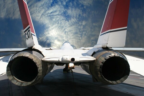 Photo of fighter jet engines in the sky