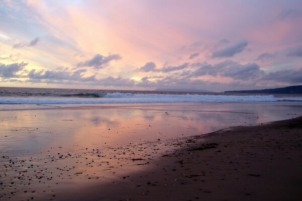 Mar areia Pôr do sol multicolorido