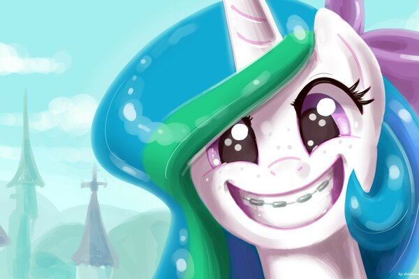 Pony di colore dei cartoni animati nei toni del verde