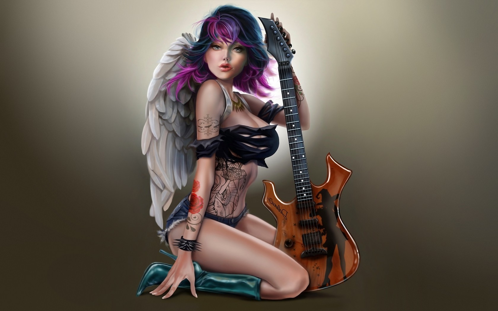 música guitarra mujer instrumento chica músico moda retrato estudio hermosa adulto sexy solo joven guitarrista punk bonita glamour rendimiento modelo