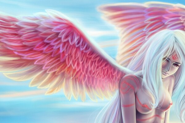 Anime girl color wings