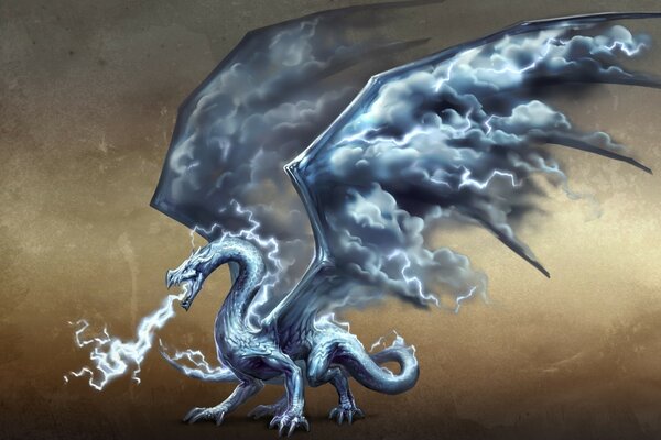 Le dragon bleu crache une flamme froide