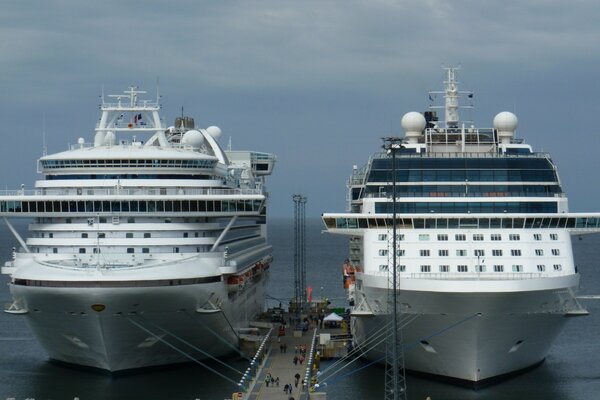 Two huge ocean liners