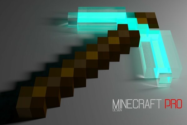 Diamond pickaxe from minecraft in computer graphics