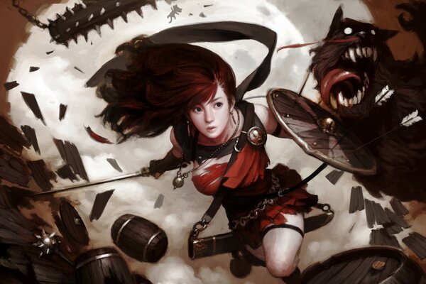 Fighting Woman vs Monsters