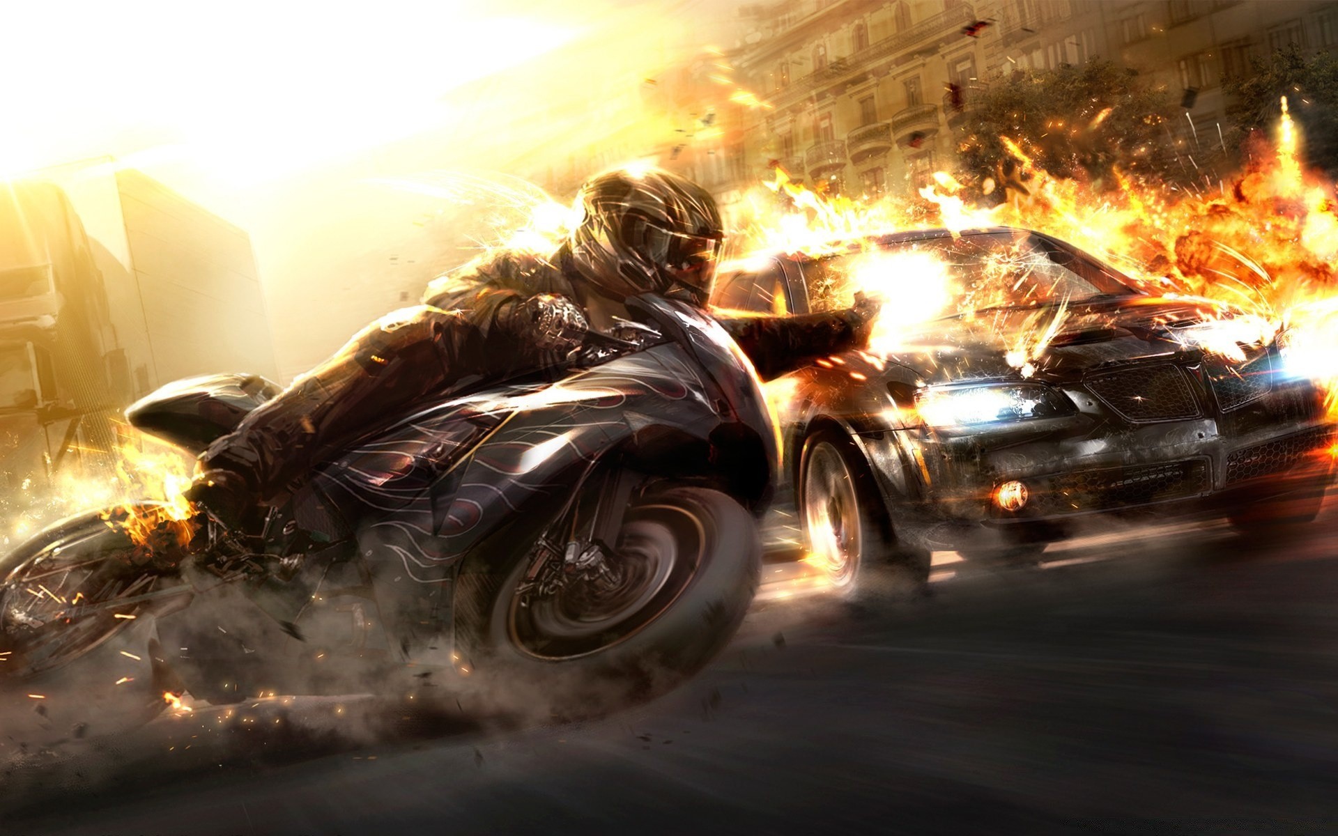 other games car flame road vehicle transportation system hurry blur race action traffic street motion fast smoke drive