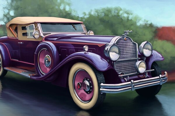 Carro retro elegante roxo