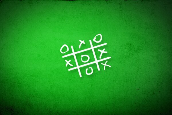 Fundo verde com jogo Tic-Tac-Toe