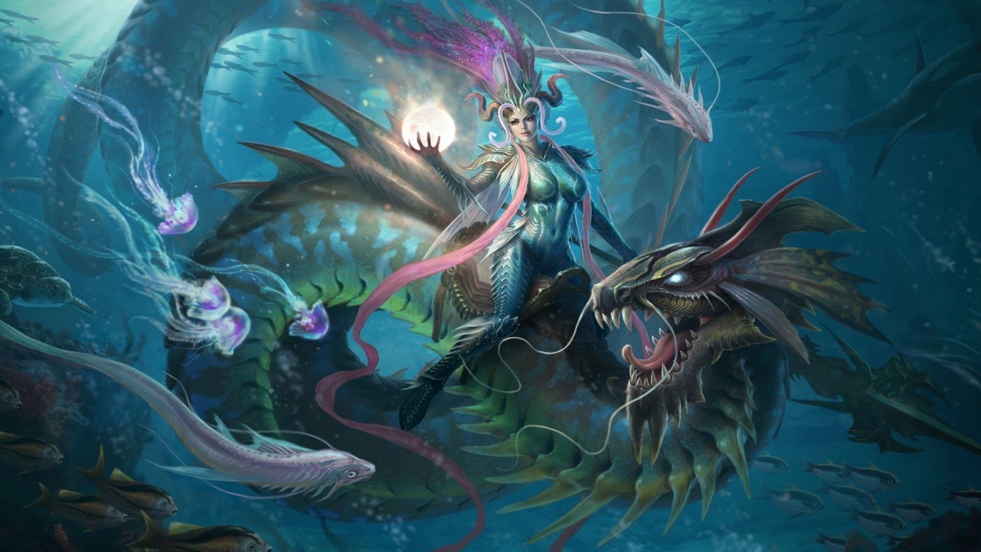 dragones bajo el agua peces océano coral tropical marino natación mar acuario arrecife buceo profundo acuático agua animal ilustración exótico arte