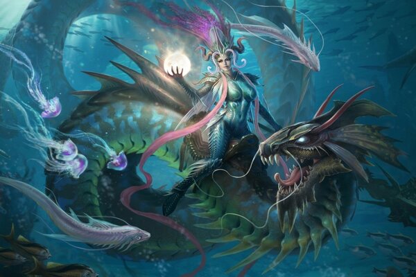 Picture of a dragon in the underwater world