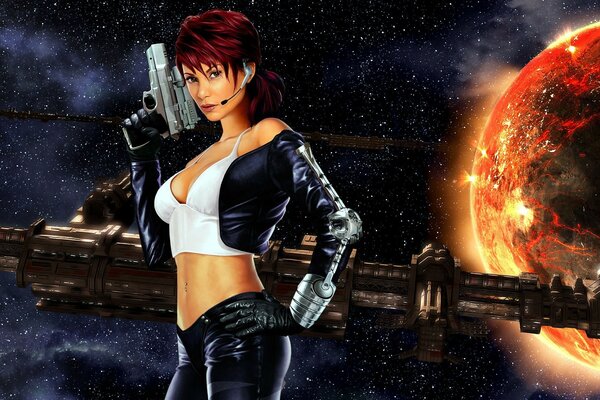 A woman with a gun. Conqueror of the planets