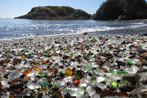 Beautiful stones on the seashore