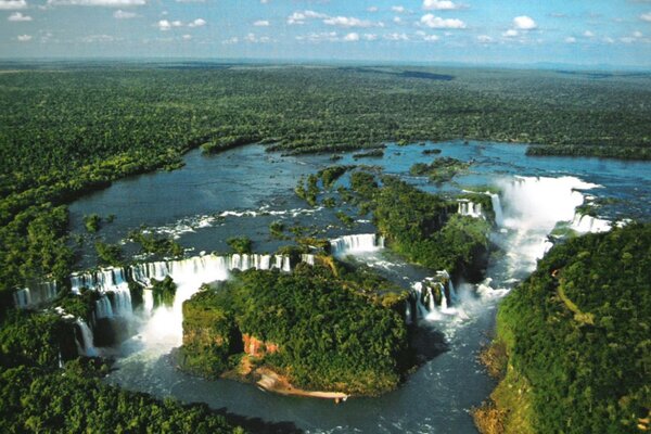 Huge river waterfall in the forest