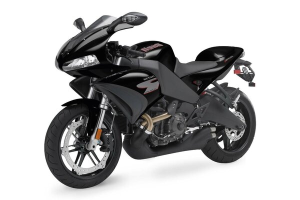 Black sports motorcycle on a white background