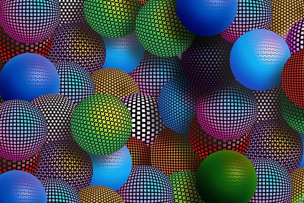 Bright multicolored balls in a cage